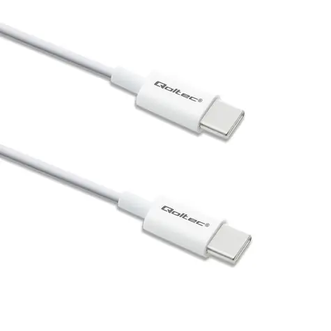 Qoltec 52360 Kabel USB-C 2.0 (M) - USB-C 2.0 (M) 1.5m bílá / PD 60W / QC 3.0