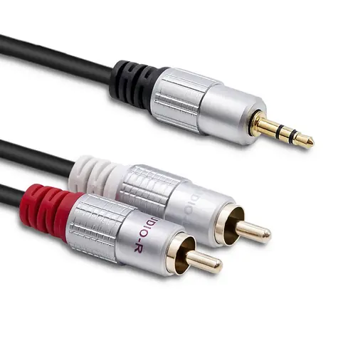 Qoltec 52339 Kabel 2xRCA - Mini Jack 3.5mm (M) 1m černá