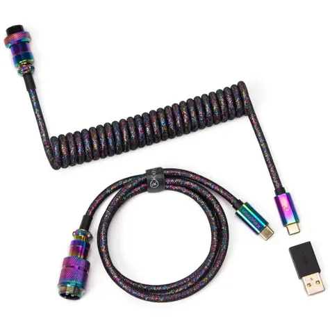Keychron Premium Coiled Aviator Cable černá / Kabel pro Custom klávesnice / 1.08m / USB-C / rovný konektor