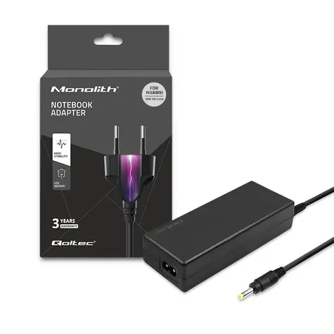 Qoltec 51038 Napájecí adaptér pro Huawei 65W černá / 19V / 3.42A / 4.0x1.7