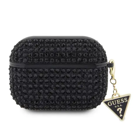 GUESS Rhinestones Triangle Metal Logo Pouzdro pro Apple AirPods Pro černá