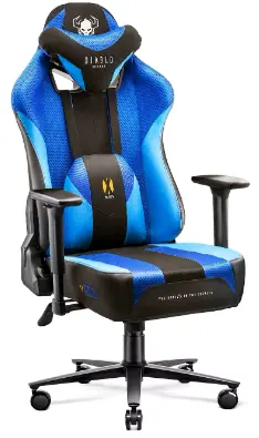 DIABLO X-PLAYER 2.0 Normal modro-černá / Herní židle / nastavitelná / látková / pojezdová kolečka / nosnost 150 kg