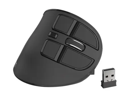 Natec Euphonie černá / vertikální bezdrátová myš / 2.4GHz / BT / 2400 DPI / 9 tlačítek 