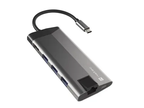 Natec Fowler Plus / Multiportový adaptér / 4K HDMI / 3 xUSB 3.0 / 1x USB-C / RJ-45 / čtečka karet 