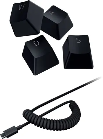 Razer PBT Keycap + Navinutý kabel černá / sada náhradních kláves+navinutý kabel USB-C-USB-A / vysokoprofilové / 120 ks