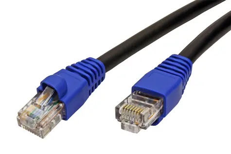 Goobay 94389 UTP kat. 6 venkovní patchkabel 10 m černá / modrá krytka