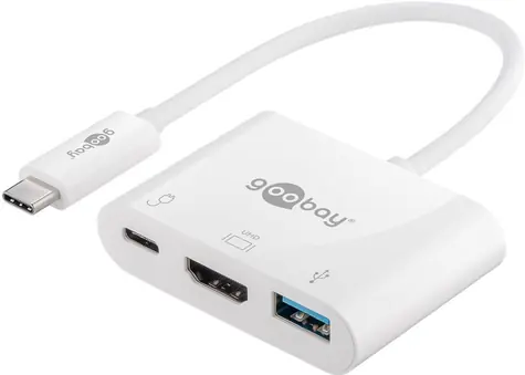 Goobay 62104 adaptér USB-C M na HDMI F & USB-A F & USB-C bílá / PD 60 W