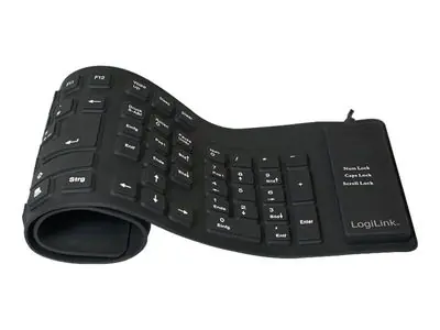 LogiLink ID0019A / Ohebná klávesnice / vodotěsná / USB / PS2 / DE