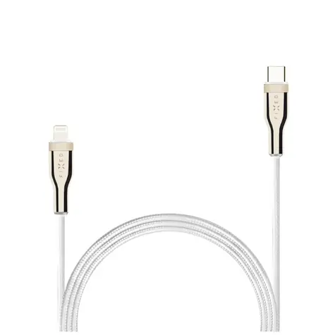 FIXED Nabíjecí a datový opletený kabel s konektory USB-C/Lightning a podporou PD 1.2 m bílá / MFI