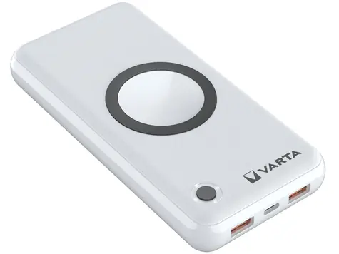 VARTA 57909 20000 mAh bílá / Bezdrátová powerbanka / Qi / 2x USB-A / 1x USB-C
