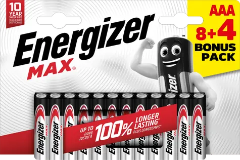 Energizer MAX AAA 8+4 zdarma 1.5V alkalické / 12ks / LR03