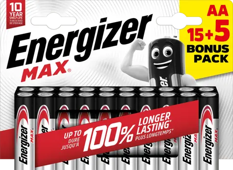 Energizer MAX AA 15+5 zdarma 1.5V alkalické / 20ks / LR6