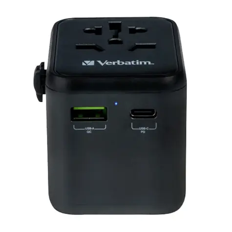 Verbatim 49544 Universální cestovní adaptér černá / CEE7 / 100-250 V / USB-A / USB-C