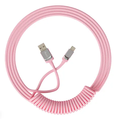 Akko Kroucený kabel USB-C (M) - USB-A (M)  růžová / až 135 cm