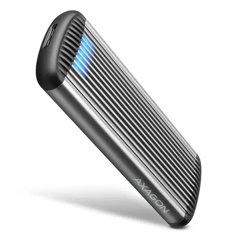 AXAGON EEM2-SA, USB micro-B 3.2 Gen 1 - M.2 SATA SSD kovový RIBBED box, bezšroubkový