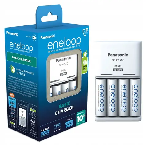 Panasonic BQ-CC51 Eneloop Basic nabíječka + 4x AA 2000 mAh / Ni-MH / 4ks