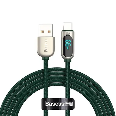 Baseus CASX020006 Kabel USB-A (M) - USB-C (M) 1 m zelená / 66W