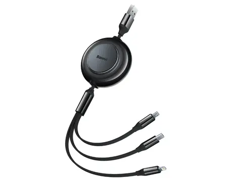 Baseus CAMJ010001 Kabel USB-A (M) - Micro USB (M) & Lightning (M) & USB-C (M) 1.1 m černá