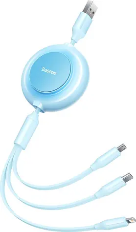 Baseus CAMJ010017 Kabel USB-A (M) - Micro USB (M) & Lightning (M) & USB-C (M) 1.1 m modrá