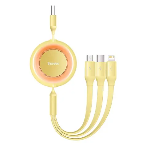 Baseus CAMJ010011 Kabel USB-A (M) - Micro USB (M) & Lightning (M) & USB-C (M) 1.1 m žlutá