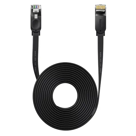 Baseus WKJS000201 Síťový kabel CAT6 10 m černá / Patch kabel / plochý / RJ45 - RJ45
