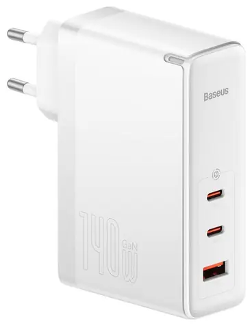 Baseus CCGP100202 GaN5 Pro Rychlonabijecí adaptér bílá / 2x USB-C / USB-A / 140W