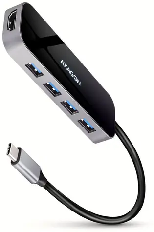 AXAGON HMC-6H4A, USB 5Gbps hub, porty 4x USB-A, HDMI 4k/30Hz, PD 100W, kabel USB-C 20cm