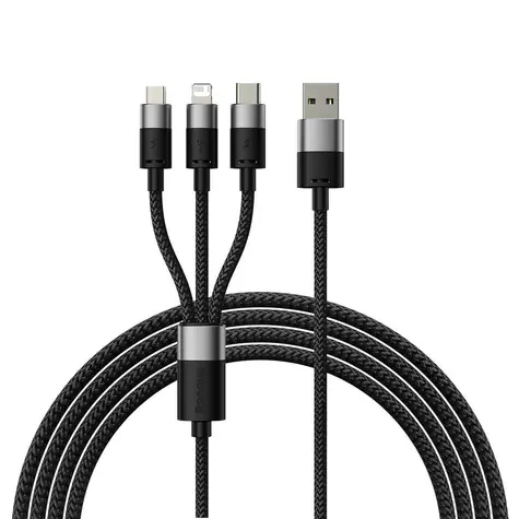 Baseus CAXS000001 Kabel USB-A (M) - Micro USB (M) & Lightning (M) & USB-C (M) 1.2 m černá
