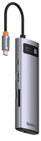 Baseus WKWG080113 StarJoy Dokovací stanice / 3 x USB 3.0 / USB-C PD / HDMI / RJ45 / SD/TF 