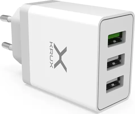 KRUX KRX0065 bílá / síťová nabíječka / 3x USB-A / 6 A / 30 W