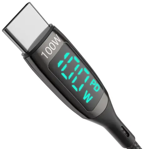BlitzWolf BW-TC23 100W napájecí kabel s displejem USB-C (M) - USB-C (M) 1.8m černá