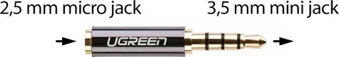 UGREEN 20502 Redukce 2.5 mm micro jack(F) - 3.5 mm mini jack(M) černá