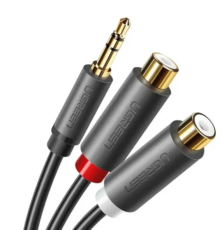 UGREEN AV109 Kabel 3.5mm Jack (M) - 2x RCA (Cinch - F) 0.25m černá