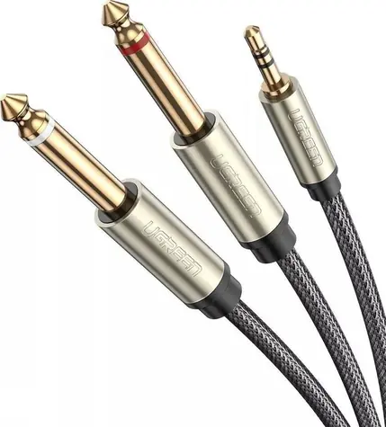 UGREEN AV126 Kabel TRS 3.5 mm - 2x TS 6.35 mm - 1m šedá