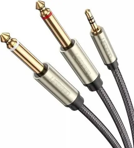 UGREEN AV126 Kabel TRS 3.5 mm - 2x TS 6.35 mm - 2m šedá