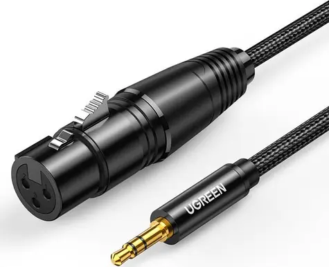 UGREEN AV182 Kabel XLR(F) - jack 3.5mm(M) 1m černá
