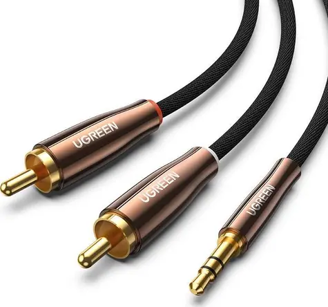 UGREEN AV170 Kabel 2x RCA(Cinch M) - jack 3.5mm(F) 1m černá