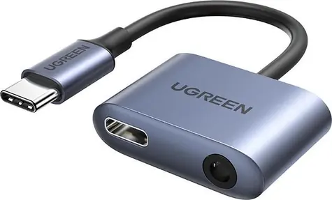 UGREEN CM231 Adaptér pro smartphone USB-C - jack 3.5mm šedá / umožní současné nabíjení a audio výstup / doprodej