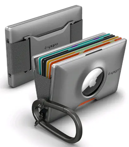 Spigen Wallet S Card Holder - pouzdro s Card Key Ring pro Apple AirTag šedá