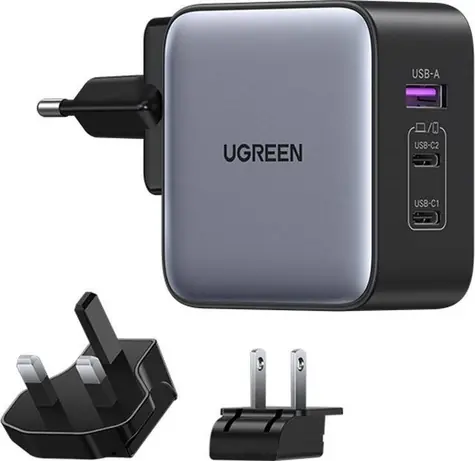Ugreen Nexode rychlonabijecí adaptér šedá / 2x USB-C / USB-A / 65W