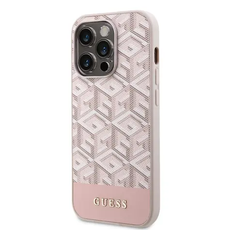 GUESS PU G Cube MagSafe Zadní Kryt pro Apple iPhone 14 Pro růžová