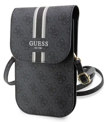 GUESS PU 4G Printed Stripes Phone Bag černá