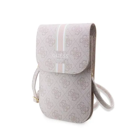 GUESS PU 4G Printed Stripes Phone Bag růžová