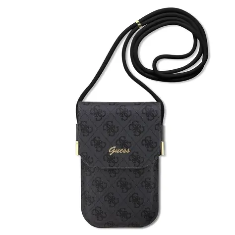 GUESS PU 4G Metal Logo Script Phone Bag černá