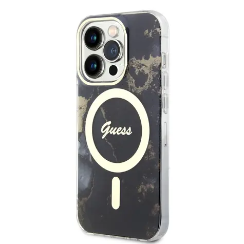 GUESS Marble IML MagSafe Kompatibilní Zadní Kryt pro Apple iPhone 14 Pro černá