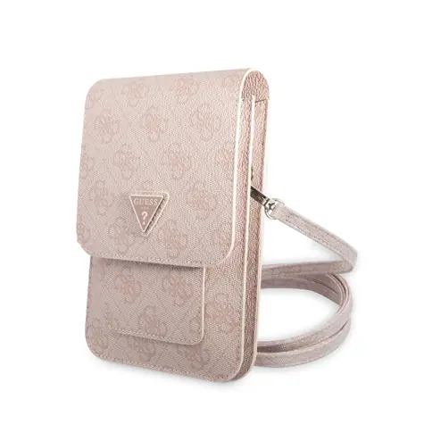 GUESS PU 4G Triangle Logo Phone Bag růžová