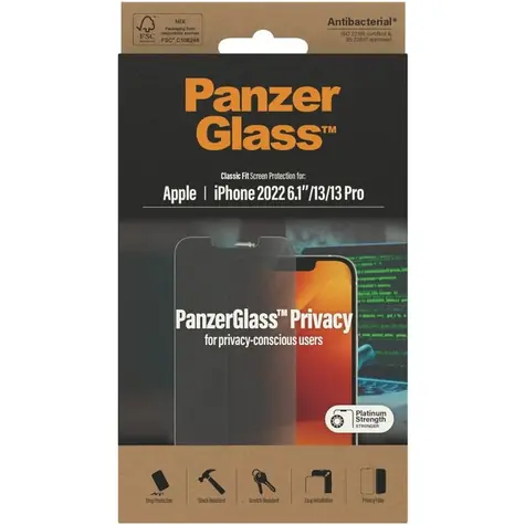 PanzerGlass Privacy AB Tvrzené sklo pro Apple iPhone 14 & 13 Pro & 13 číra
