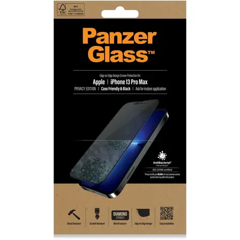 PanzerGlass Privacy Case Friendly AB Tvrzené sklo pro Apple iPhone 13 Pro Max černá