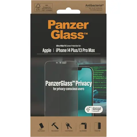 PanzerGlass UWF Privacy AB Tvrzené sklo pro Apple iPhone 14 Plus/13 Pro Max černá