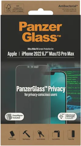 PanzerGlass UWF Privacy AB Tvrzené sklo s aplikátorem pro Apple iPhone 14 Plus/13 Pro Max černá